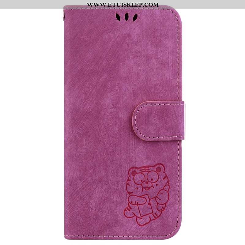 Etui Folio do iPhone 15 Pro Słodki Tygrys